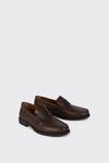 Burton Leather Smart Textured Tan Penny Loafers thumbnail 2