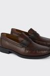 Burton Leather Smart Textured Tan Penny Loafers thumbnail 3
