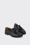 Burton Leather Smart Textured Black Penny Loafers thumbnail 2