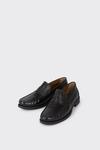 Burton Leather Smart Textured Black Penny Loafers thumbnail 3