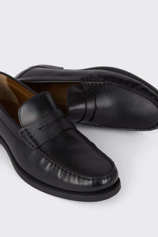 Burton Leather Smart Textured Black Penny Loafers 4