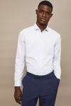 Burton Blue Slim Fit Long Sleeve Textured Smart Shirt thumbnail 1