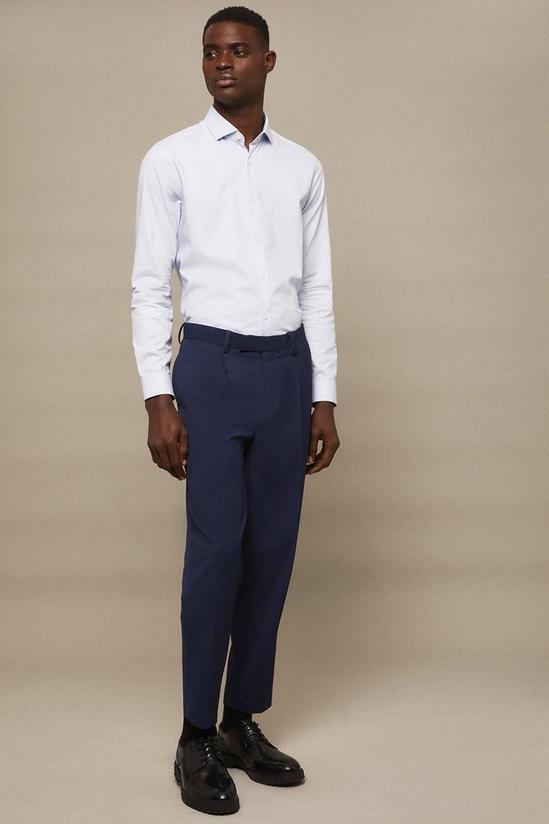 Burton Blue Slim Fit Long Sleeve Textured Smart Shirt 2