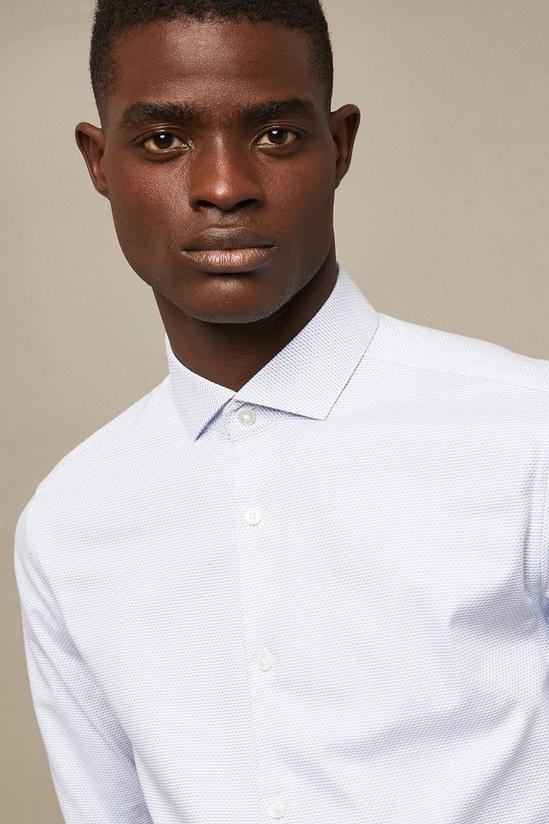 Burton Blue Slim Fit Long Sleeve Textured Smart Shirt 4