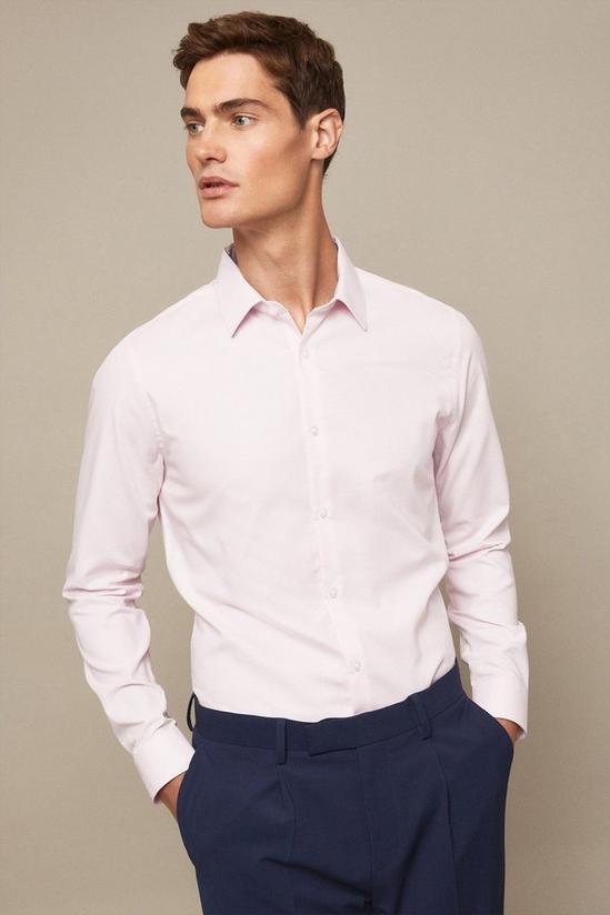 Burton Pink Slim Fit Long Sleeved Textured Shirt 1