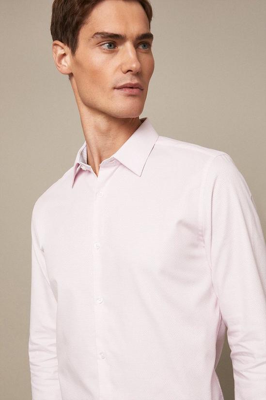 Burton Pink Slim Fit Long Sleeved Textured Shirt 4
