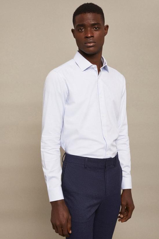 Burton Blue Tailored Fit Long Sleeve Textured Smart Shirt 1