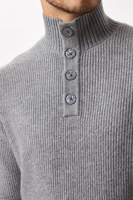 Burton Super Soft Grey Button Up Knitted Funnel 4