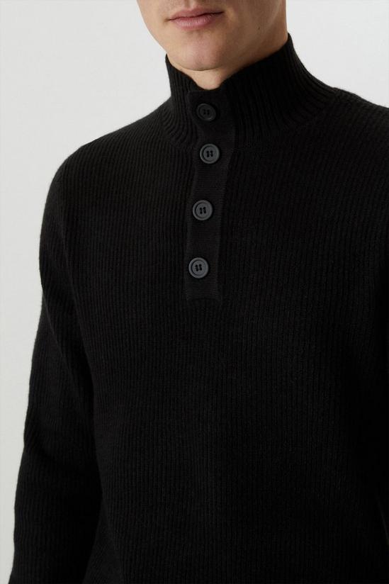 Burton Super Soft Black Button Up Knitted Funnel 4