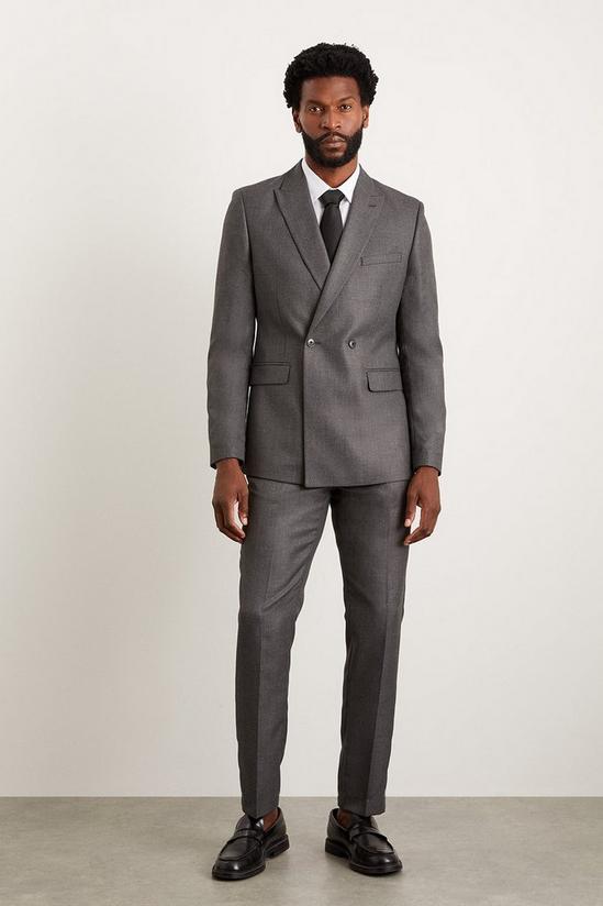 Burton Slim Fit Charcoal Wide Self Stripe Suit Trousers 1