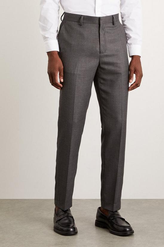 Burton Slim Fit Charcoal Wide Self Stripe Suit Trousers 2