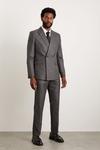 Burton Double Breasted Charcoal Wide Self Stripe Suit Jacket thumbnail 1