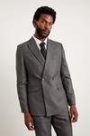 Burton Double Breasted Charcoal Wide Self Stripe Suit Jacket thumbnail 2
