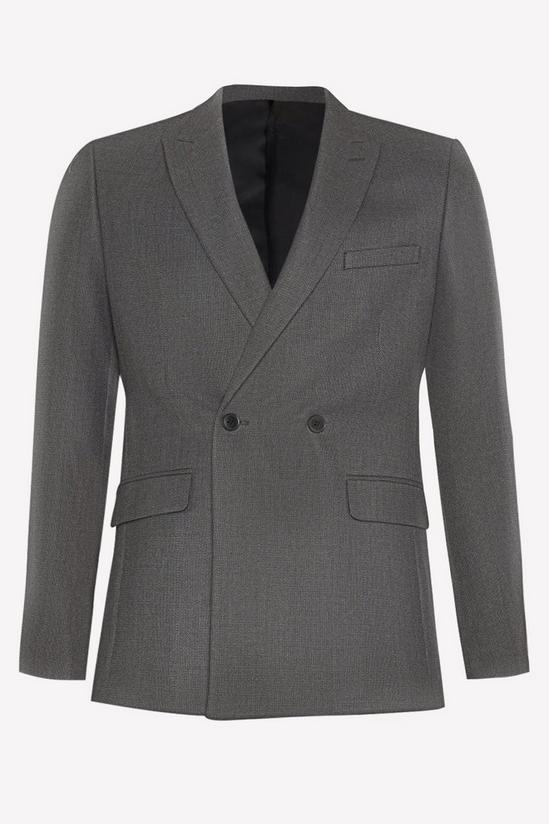 Burton Double Breasted Charcoal Wide Self Stripe Suit Jacket 4