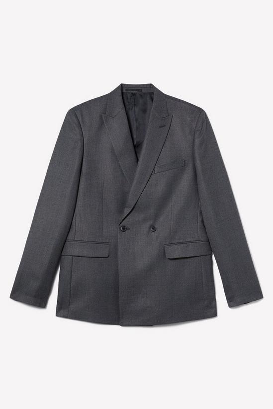 Burton Double Breasted Charcoal Wide Self Stripe Suit Jacket 6