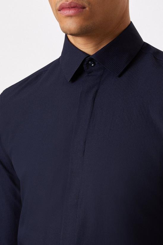 Burton Navy Slim Fit Concealed Placket Party Shirt 4