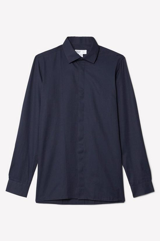 Burton Navy Slim Fit Concealed Placket Party Shirt 5