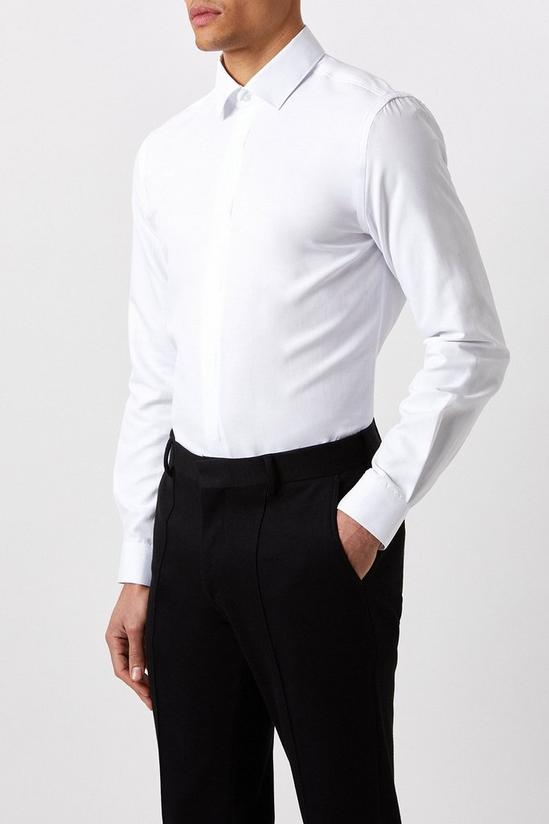 Burton White Slim Fit Concealed Placket Dress Shirt 1