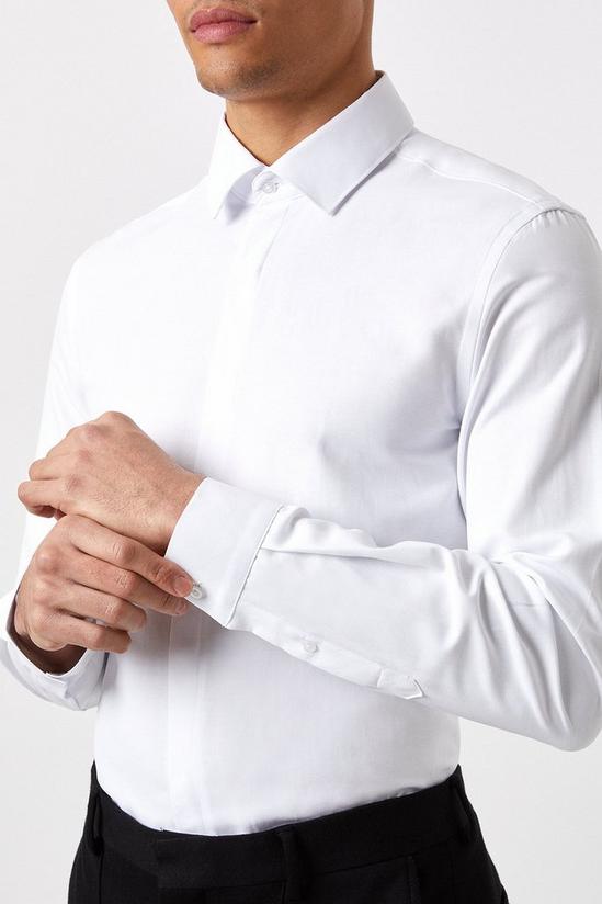 Burton White Slim Fit Concealed Placket Dress Shirt 4