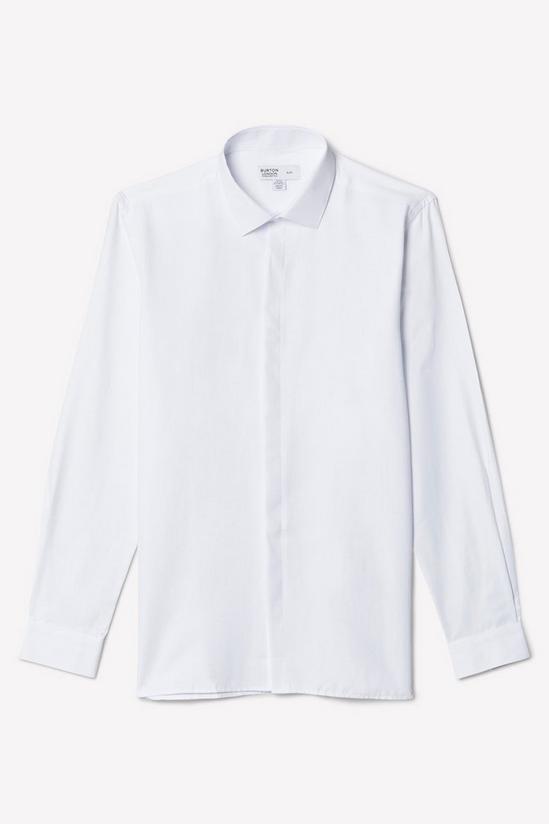 Burton White Slim Fit Concealed Placket Dress Shirt 5