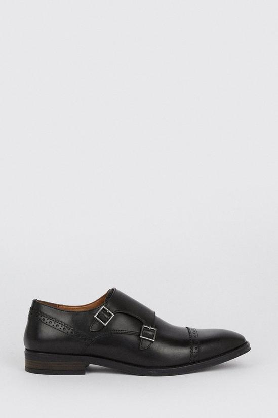 Burton Leather Smart Black Brogue Monk Shoes 2