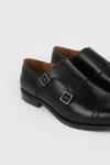 Burton Leather Smart Black Brogue Monk Shoes thumbnail 5