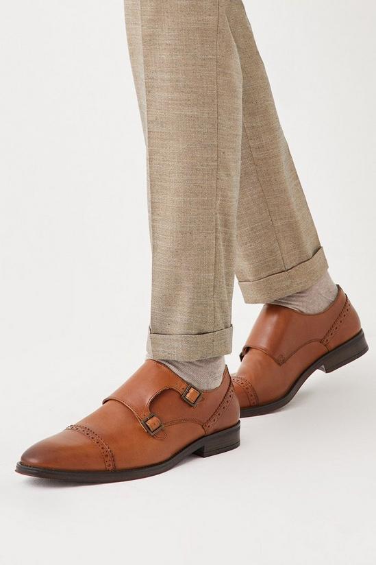 Burton Tan Leather Smart Brogue Monk Shoes 1