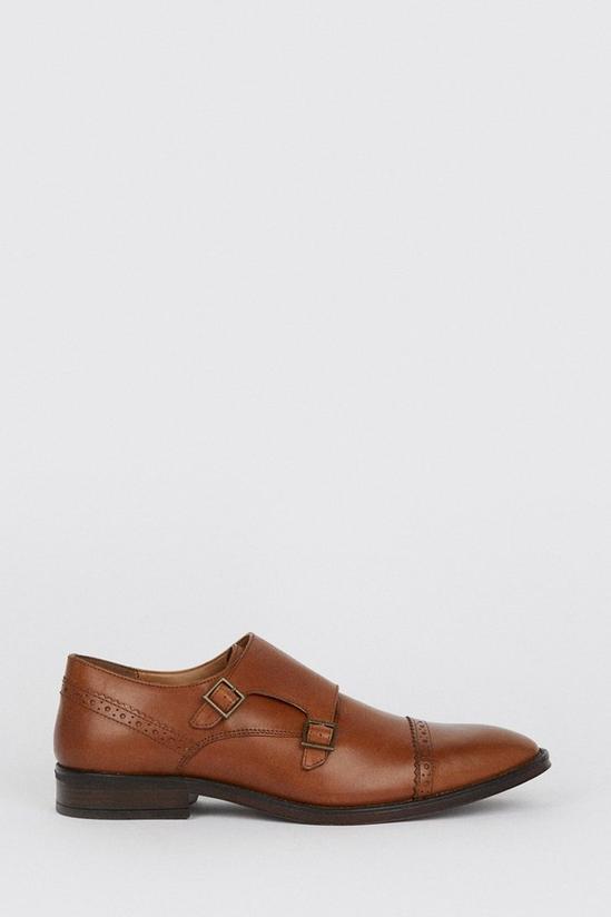 Burton Tan Leather Smart Brogue Monk Shoes 2