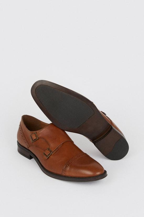 Burton Tan Leather Smart Brogue Monk Shoes 4