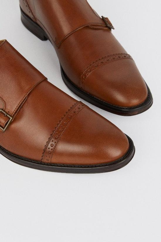 Burton Tan Leather Smart Brogue Monk Shoes 5