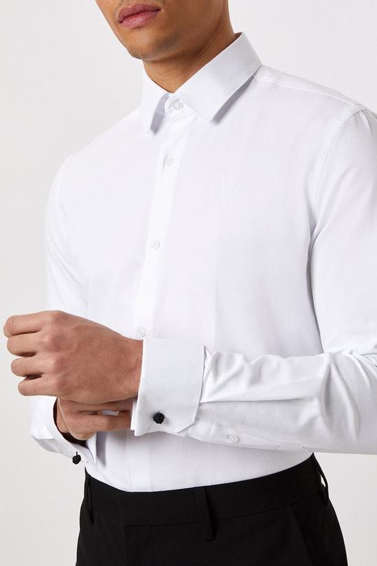 Burton Slim Fit White Double Cuff Dress Shirt 4