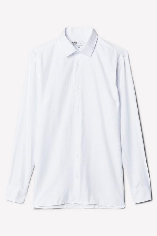 Burton Slim Fit White Double Cuff Dress Shirt 5