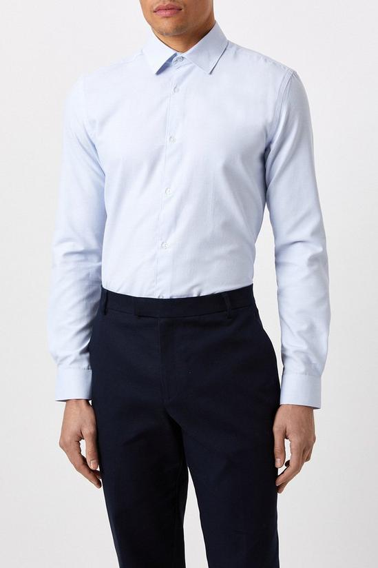 Burton Blue Slim Fit Two Tone Textured Smart Shirt 1