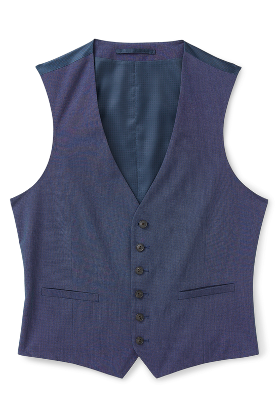 Burton Tailored Fit Navy End On End Waistcoat 4