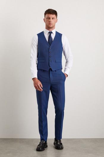 Related Product Slim Fit Blue Birdseye Waistcoat