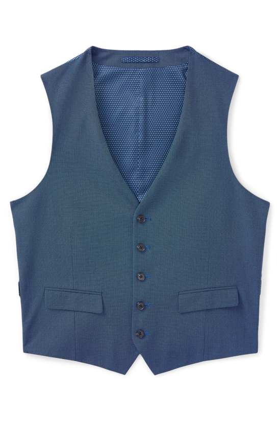 Burton Slim Fit Blue Birdseye Waistcoat 4