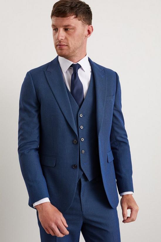 Burton Slim Fit Blue Birdseye Suit Jacket 6