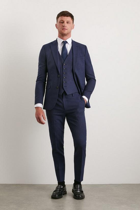 Burton Skinny Fit Navy Marl Suit Trousers 1
