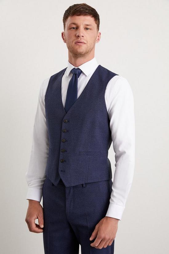 Burton Tailored Fit Navy Marl Waistcoat 1