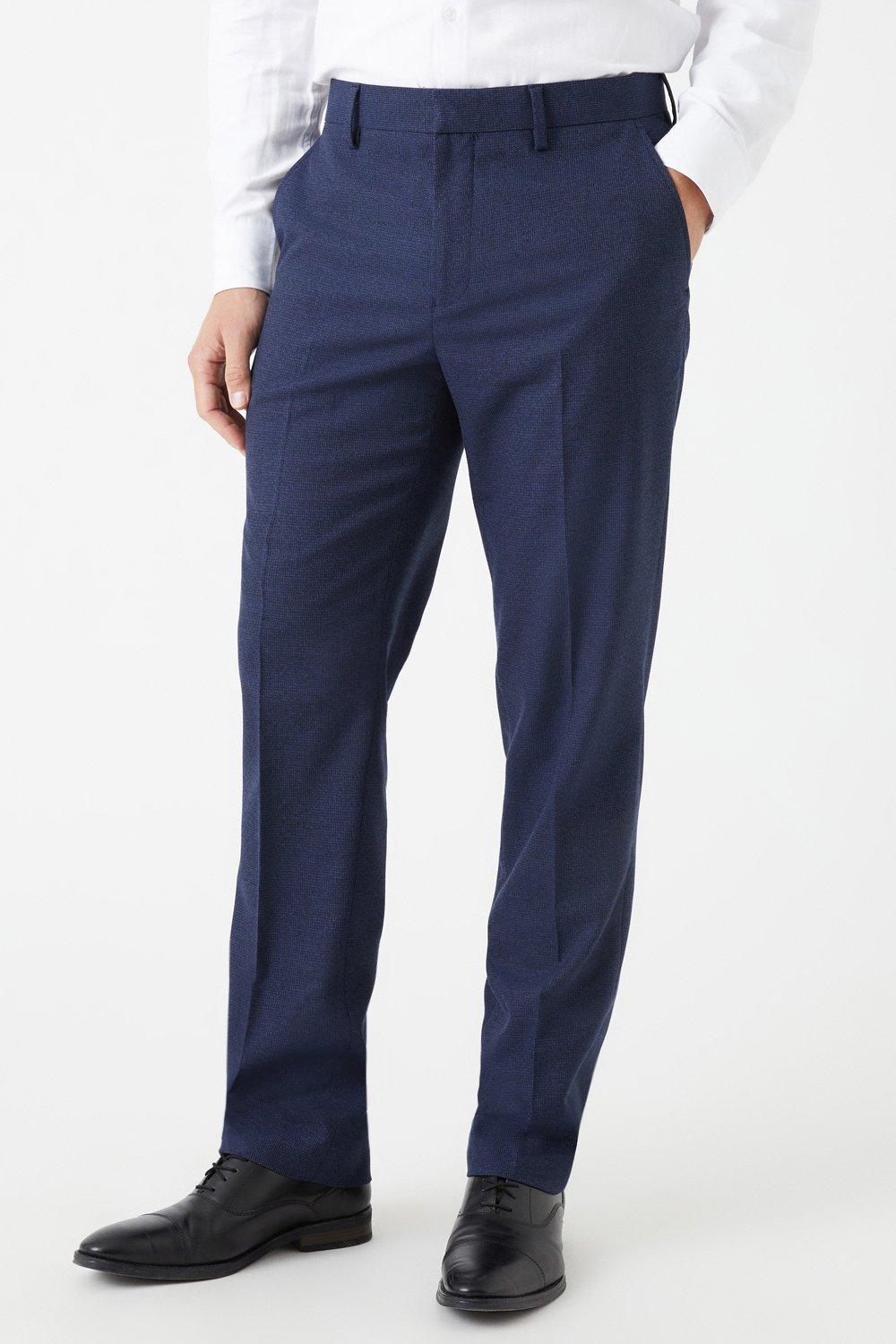 Mens Tailored Fit Navy Marl Suit Trousers
