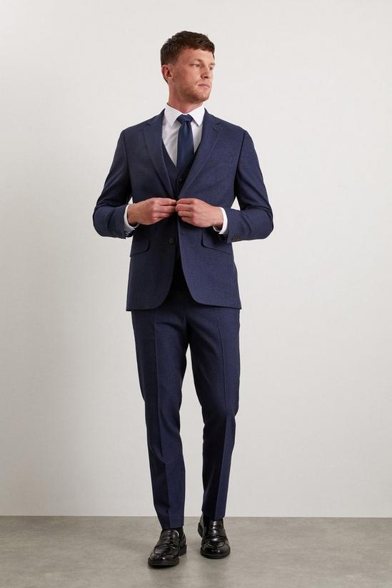 Burton Tailored Fit Navy Marl Suit Jacket 1