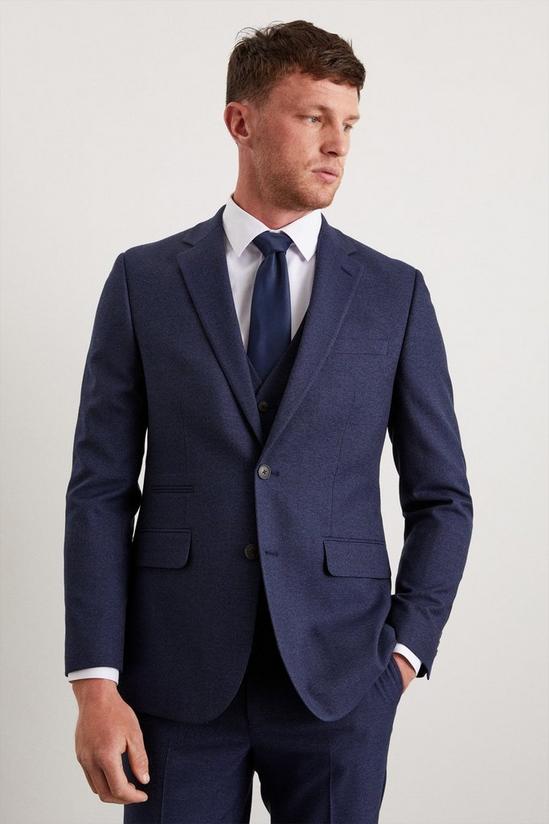 Burton Tailored Fit Navy Marl Suit Jacket 2