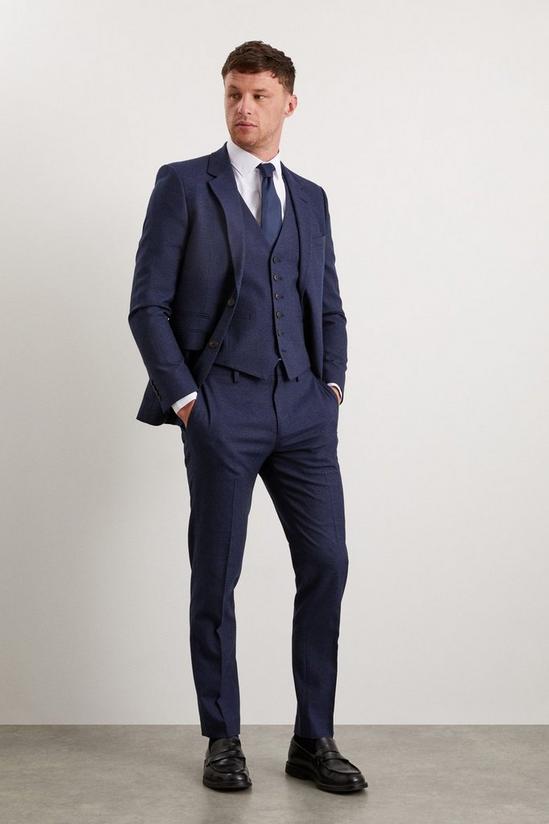 Burton Slim Fit Navy Marl Suit Trousers 1