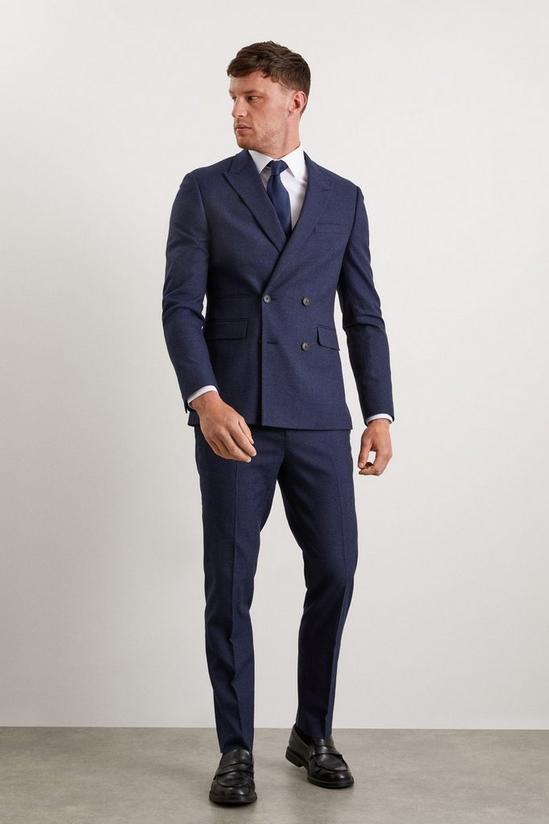 Burton Slim Fit Navy Marl Double Breasted Suit Jacket 1
