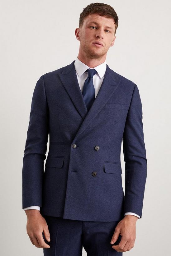 Burton Slim Fit Navy Marl Double Breasted Suit Jacket 6
