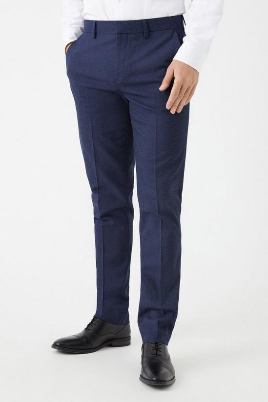 Burton Slim Fit Navy Marl Suit Trousers 1