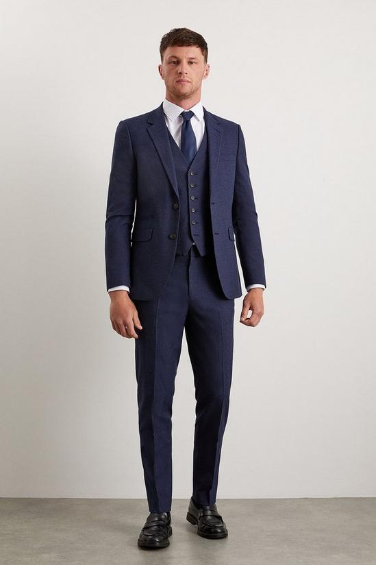 Burton Slim Fit Navy Marl Suit Jacket 1