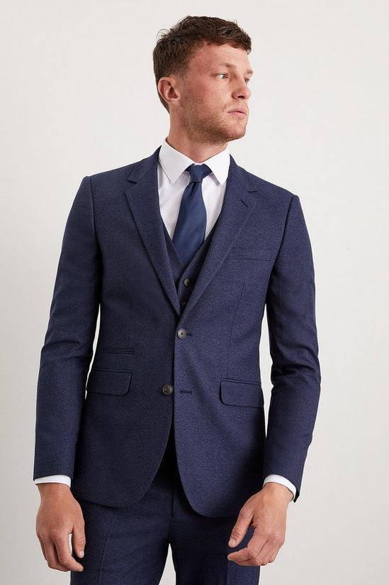 Burton Slim Fit Navy Marl Suit Jacket 2