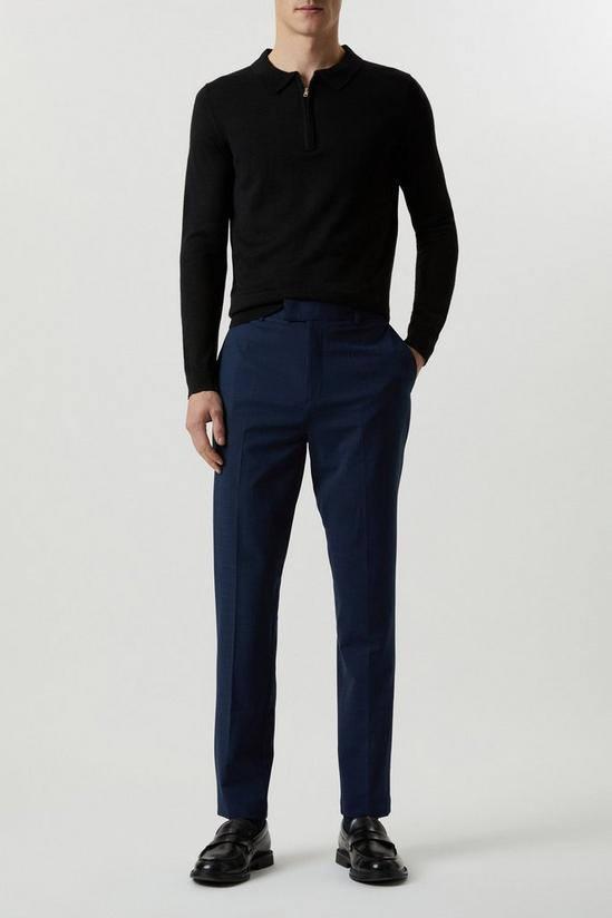 Burton Slim Fit Blue Check Smart Trousers 2