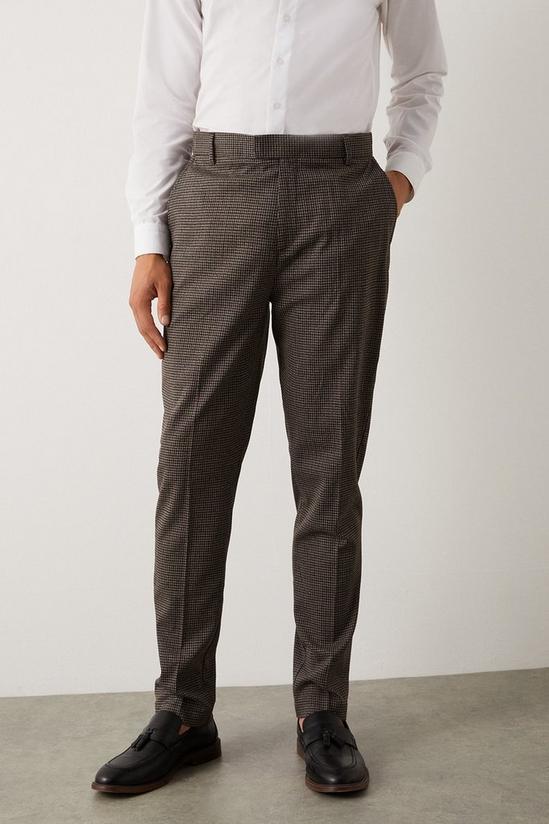 Burton Slim Fit Brown Micro Check Smart Trousers 2